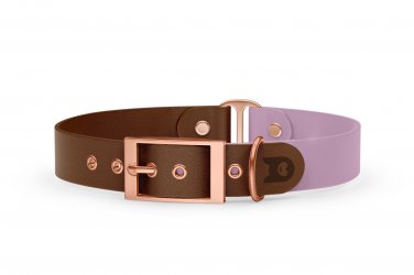 Dog Collar Duo: Dark brown & Lilac with Rosegold