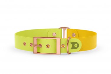 Dog Collar Duo: Neon yellow & Yellow with Rosegold