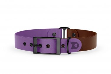 Dog Collar Duo: Purpur & Dark brown with Black