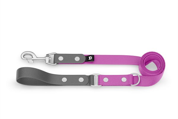 Dog Leash Duo: Gray & Light purple with Silver components