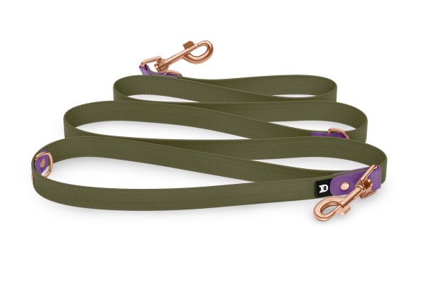 Dog Leash Reduce: Purpur & Khaki with Rosegold components